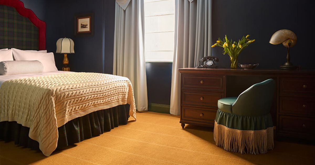 Portrush Adelphi Image 1 Portrush Adelphi Double Bedroom MOON fabric headboard and skirting fabric
